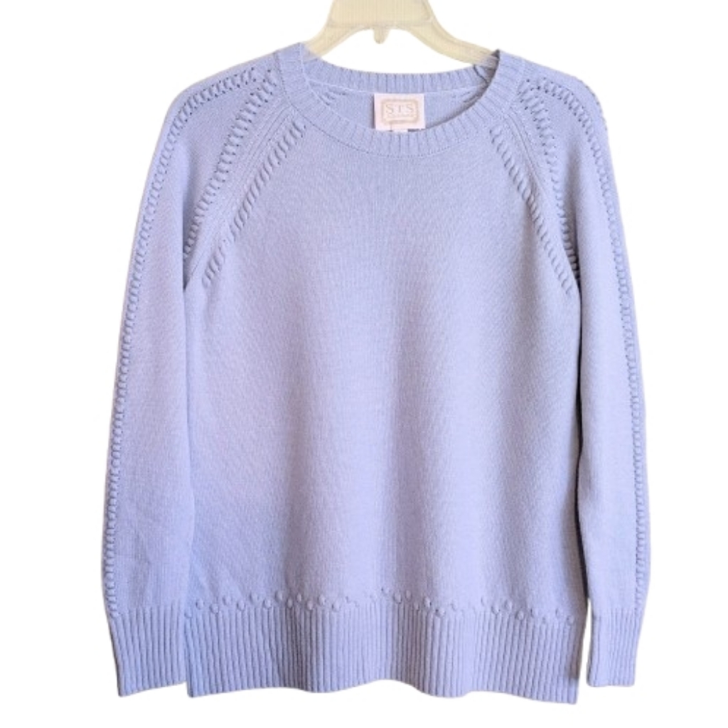 Sail To Sable Sweater Light Blue Cashmere Wool Crew Neck Xl Preppy